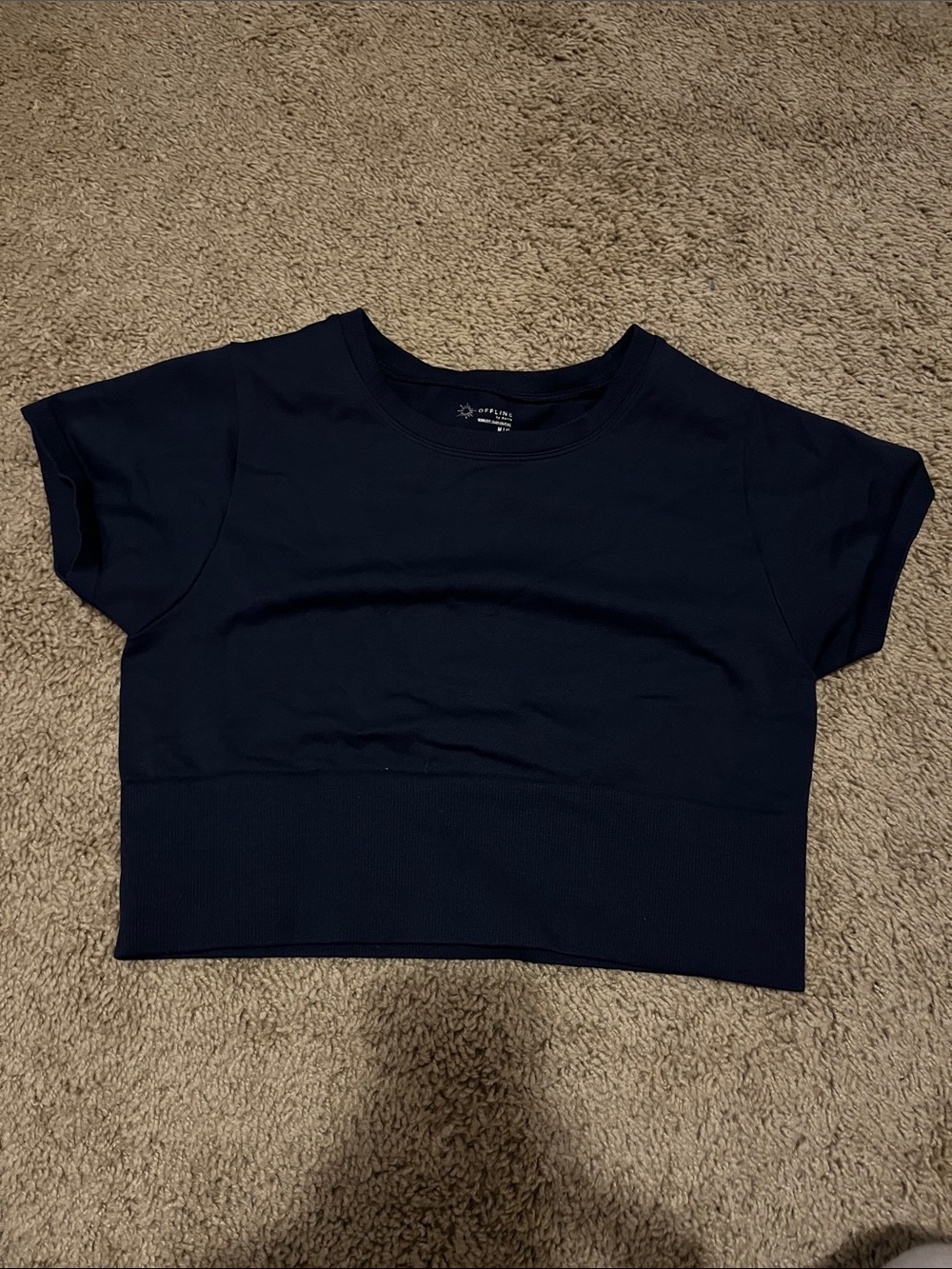 Cropped Navy Short Sleeve athletic tee aerie offline